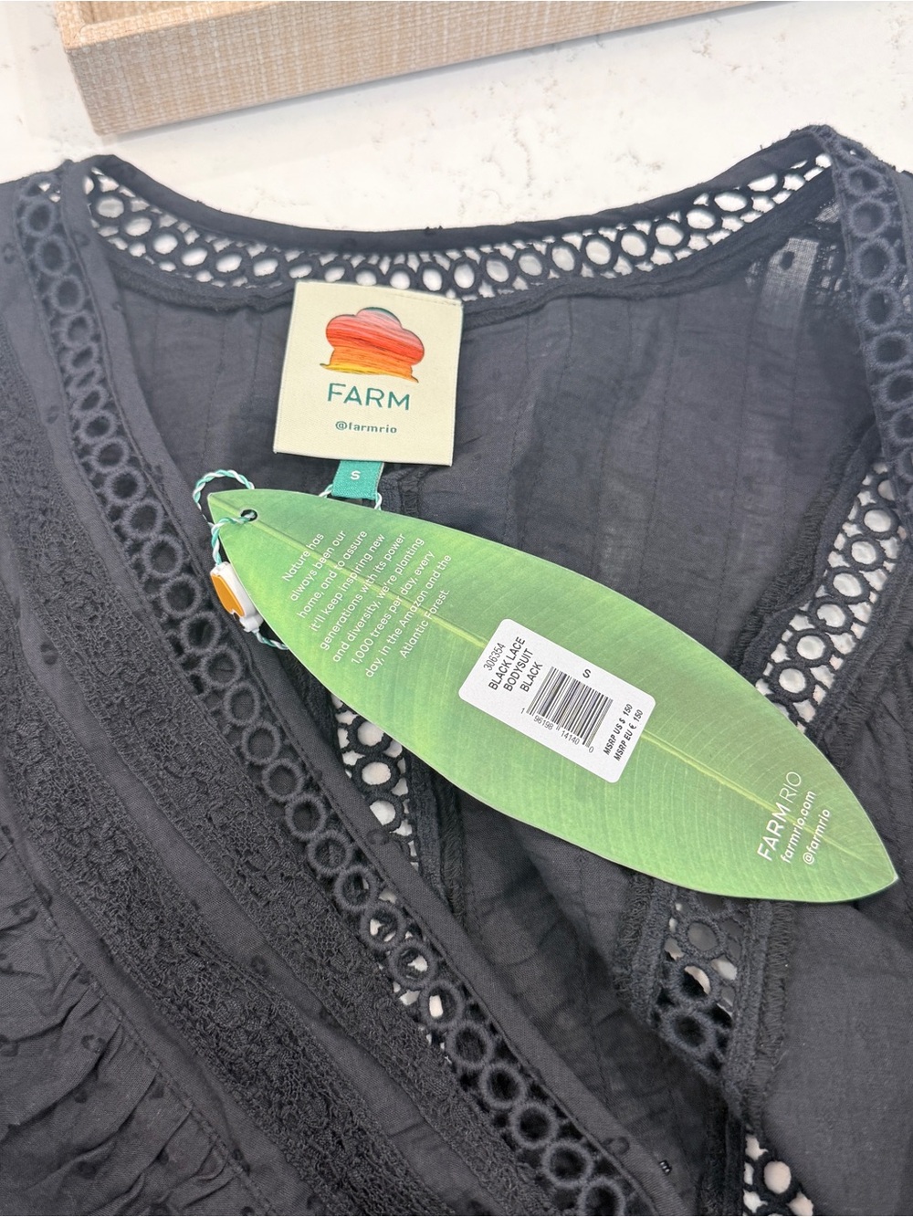 FARM Rio Swiss Dot Lace V-Neck Bodysuit - Picture 11 of 12